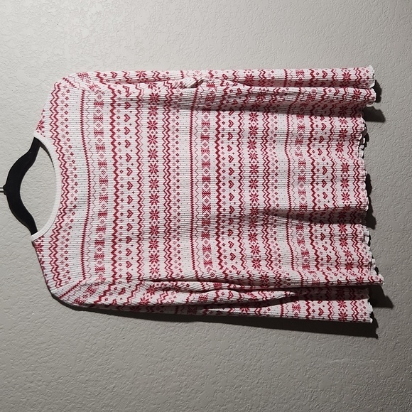 Loft Top Womens Sleep Shirt Size L Snowflake Heart Waffle Knit - Picture 3 of 9